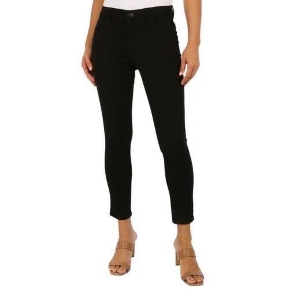 Womens D Jeans High Rise Solid Black Wash Classic Skinny Jeans - Sz 4